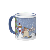 Funny Penguin and Snowman Design Coffee Mugs