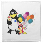 Funny penguin & clown cartoon cloth napkins