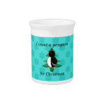 Funny penguin gifts beverage pitcher
