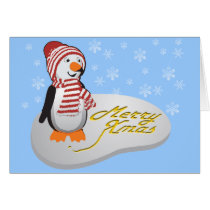 Funny  Penguin - Merry Xmas in Snow cards