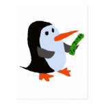 Funny Penguin with a Pickle Shirt Post Card