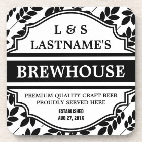 Funny Personalized Brewhouse for Home Brewer Beverage Coasters