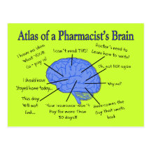 Funny Pharmacist's Brain Gifts Postcard