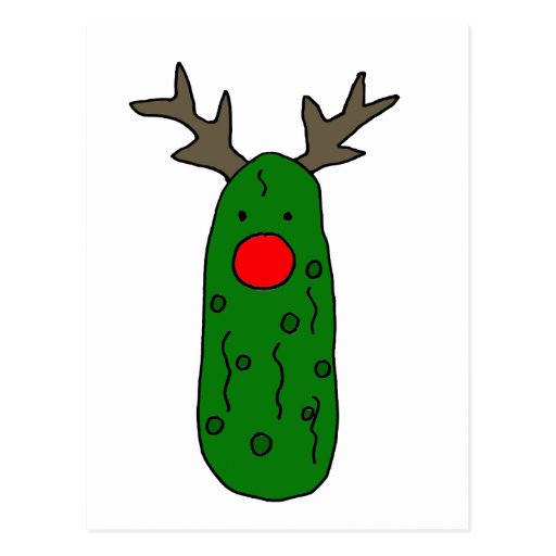 Funny Pickle Christmas Reindeer Cartoon Postcard Zazzle