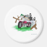 Funny picture of man on motorcycle crashing magnets