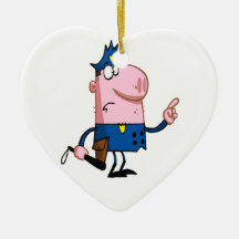 funny pig cartoon cop christmas tree ornament