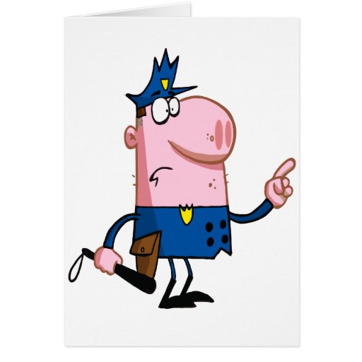 funny pig cartoon cop greeting cards Zazzle