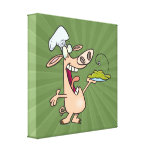 funny pig chef with pig slop dish cartoon gallery wrapped canvas