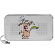funny pig chef with pig slop dish cartoon ipod speaker