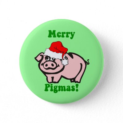Funny pig Christmas buttons