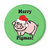 Funny pig Christmas Fridge Magnets
