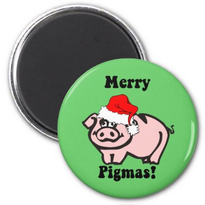 Funny pig Christmas magnets