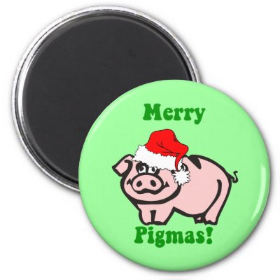 Funny pig Christmas magnets