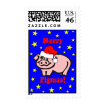 Funny pig Christmas Postage