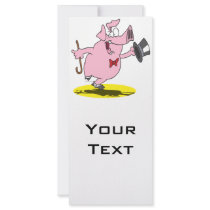 funny pig dancer dancing performer cartoon rack card design