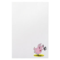 funny pig dancer dancing performer cartoon stationery design