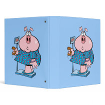 funny pig on a diet eating a donut on a scale vinyl binder
