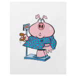 funny pig on a diet eating a donut on a scale flyers