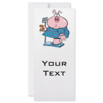 funny pig on a diet eating a donut on a scale full color rack card