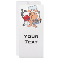 funny pig out BBQ barbecue piggy pig Personalized Rack Card