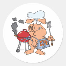 funny pig out BBQ barbecue piggy pig Stickers