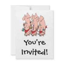 funny pig out party piggy cartoon announcements