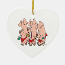 funny pig out party piggy cartoon ornaments
