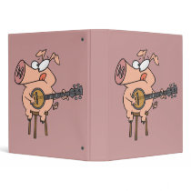funny pig playing a banjo cartoon character binder