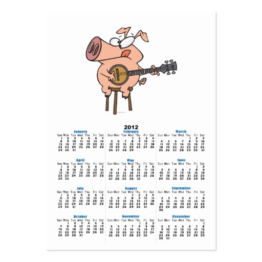 funny pig playing a banjo cartoon character business cards