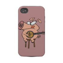 funny pig playing a banjo cartoon character tough iphone 4 case
