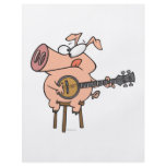 funny pig playing a banjo cartoon character flyer design