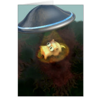 Funny Pig UFO Abduction Card