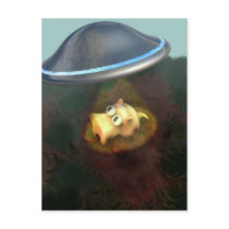 Funny Pig UFO Abduction Postcard by MDKgraphics Funny Pig UFO Abduction Postcard