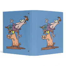funny pig wrestler cartoon vinyl binders