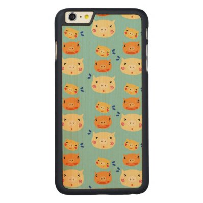 Funny Piggy Pattern and Cute Lovely Pig Head Carved® Maple iPhone 6 Plus Case