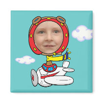 Funny Pilot Photo Face Template Magnet