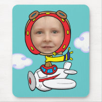 Funny Pilot Photo Face Template Mouse Pad