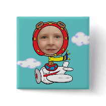 Funny Pilot Photo Face Template Pin