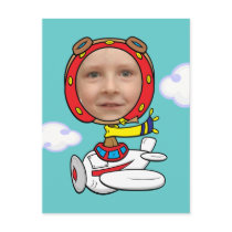 Funny Pilot Photo Face Template Postcard