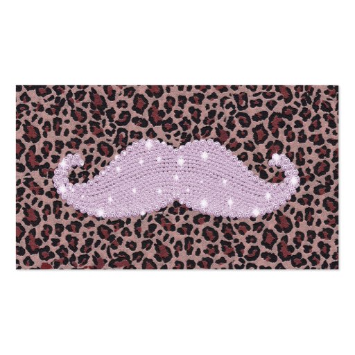 Funny Pink Bling Mustache And Animal Print Pattern Business Card Templates (front side)