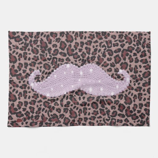 Funny Pink Bling Mustache And Animal Print Pattern Kitchen Towels ...
