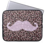 Funny Pink Bling Mustache And Animal Print Pattern Computer Sleeves
