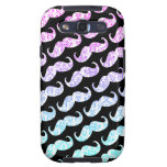 Funny Pink Blue Floral Damask Mustache Pattern Samsung Galaxy S3 Cover