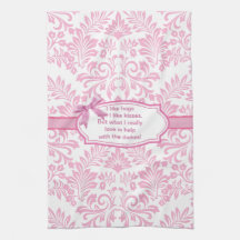 Funny Pink Damask Kitchen Towel