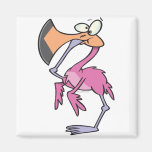funny pink flamingo with foot in mouth magnets