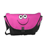 Funny pink happy cartoon smiley face messenger bag
