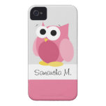 Funny Pink Owl - Personalized iPhone 4/4S Case