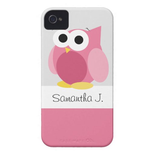 Funny Pink Owl - Personalized iPhone 4/4S Case Case-Mate iPhone 4 Case