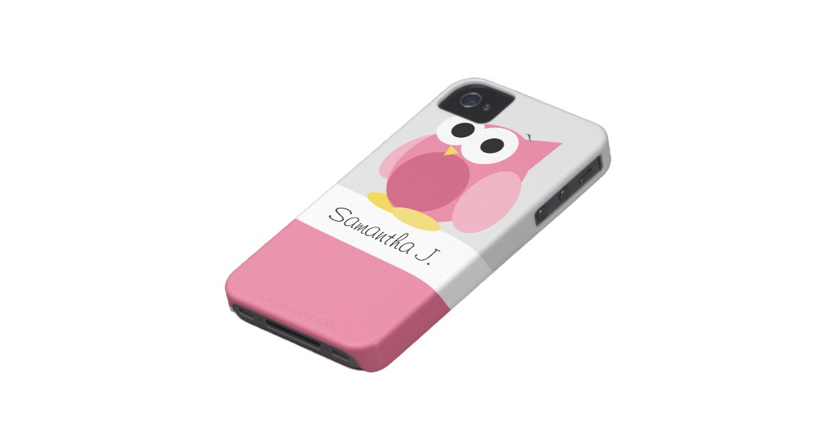 Funny Pink Owl Personalized Iphone 44s Case Zazzle 7654