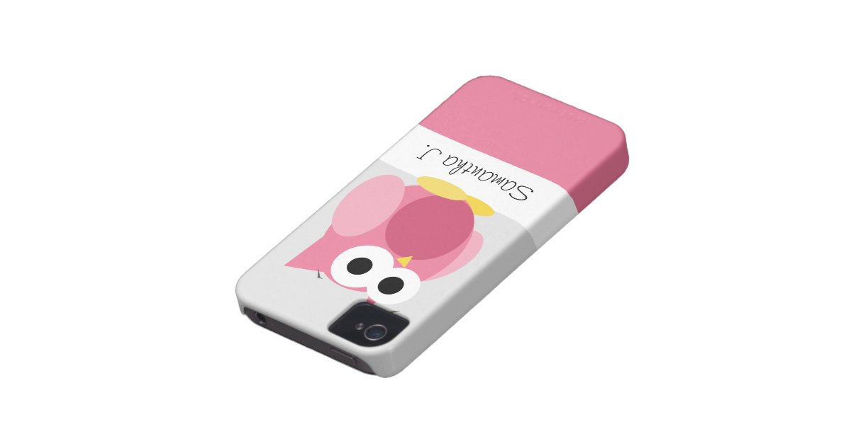 Funny Pink Owl Personalized iPhone 4/4S Case Zazzle